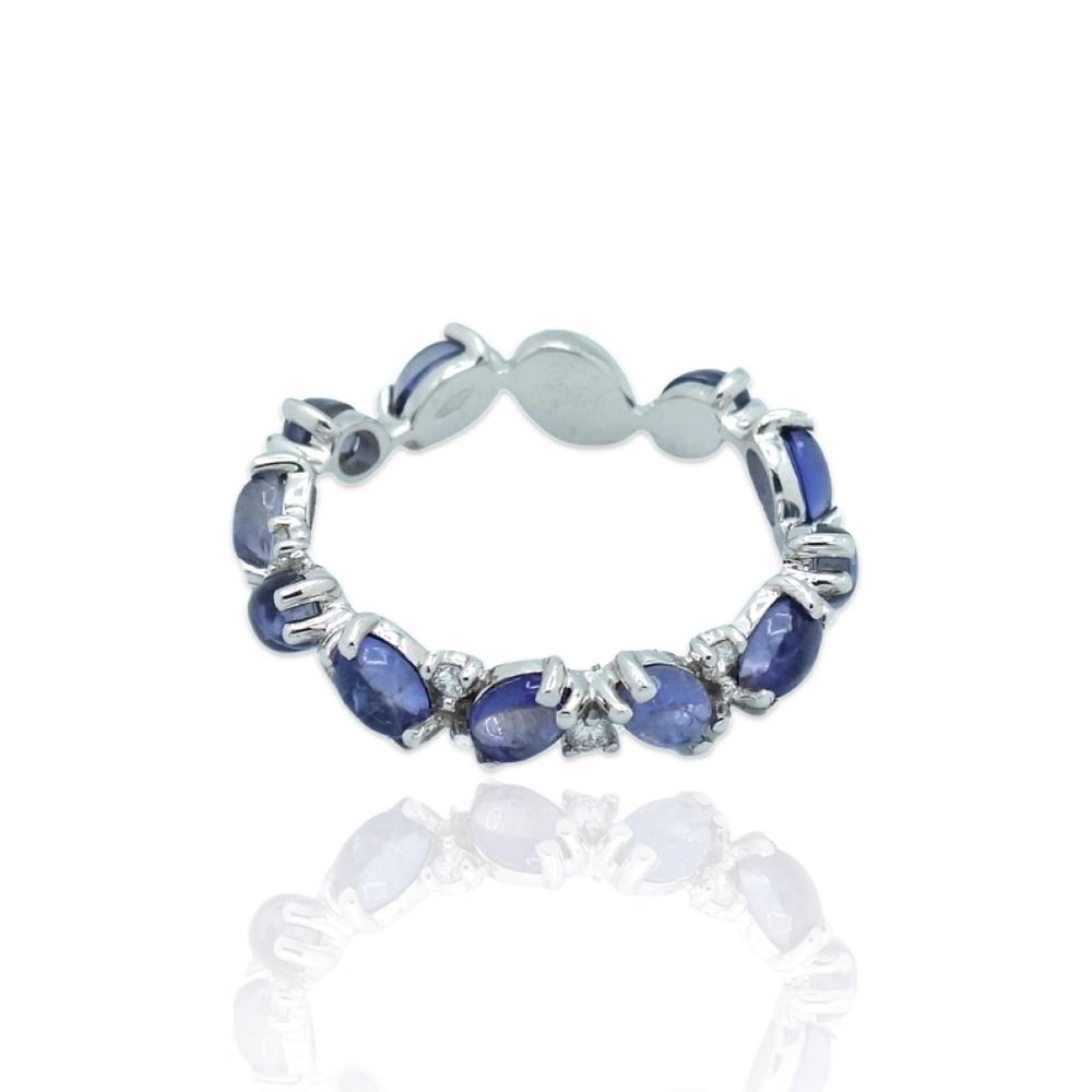Superoro 18K White Gold Diamond Iolite Ring